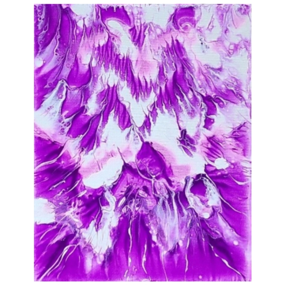 Hand Crafted Purple and White Abstract Design 11x14 Inches Canvas Painting - Picture 3 of 4